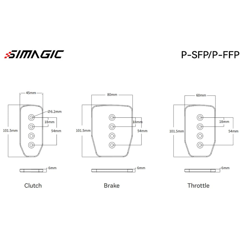 SIMAGIC P1000 Flat Pedal Plates SFP - 3 Pedal Plates