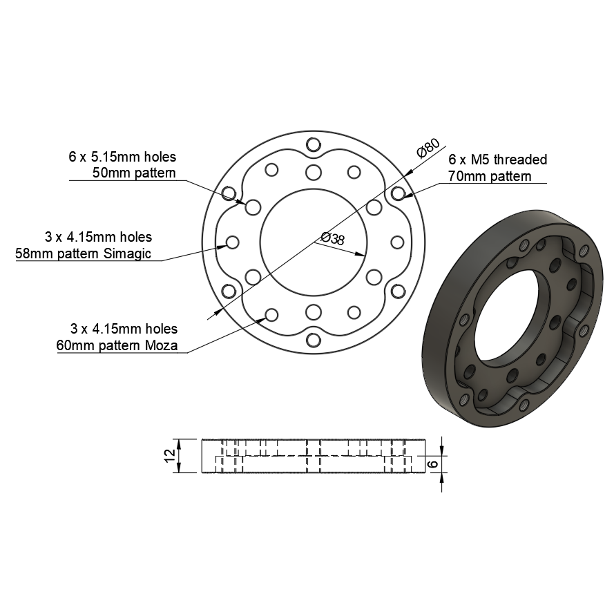 Moza / Simagic Wheel Base Adapter