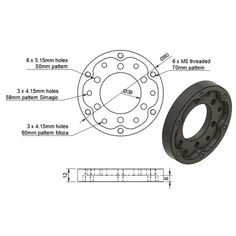 Moza / Simagic Wheel Base Adapter