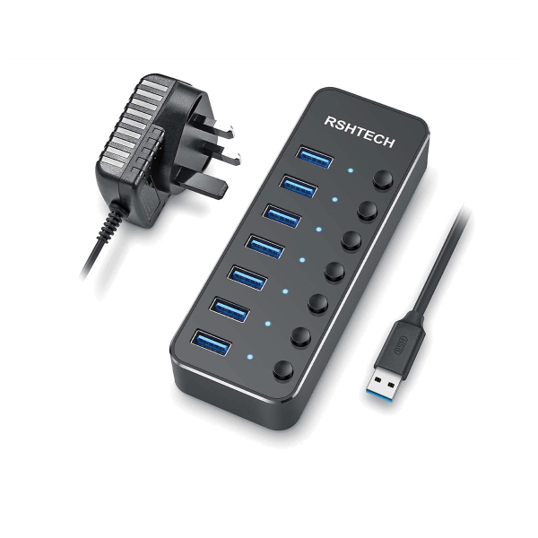 Aluminum Alloy 7-Port USB 3.0 Data Hub UK