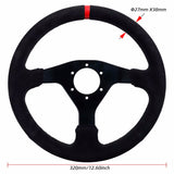 RUNSCO 330mm Suede Steering Wheel RED