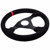 RUNSCO 330mm Suede Steering Wheel RED