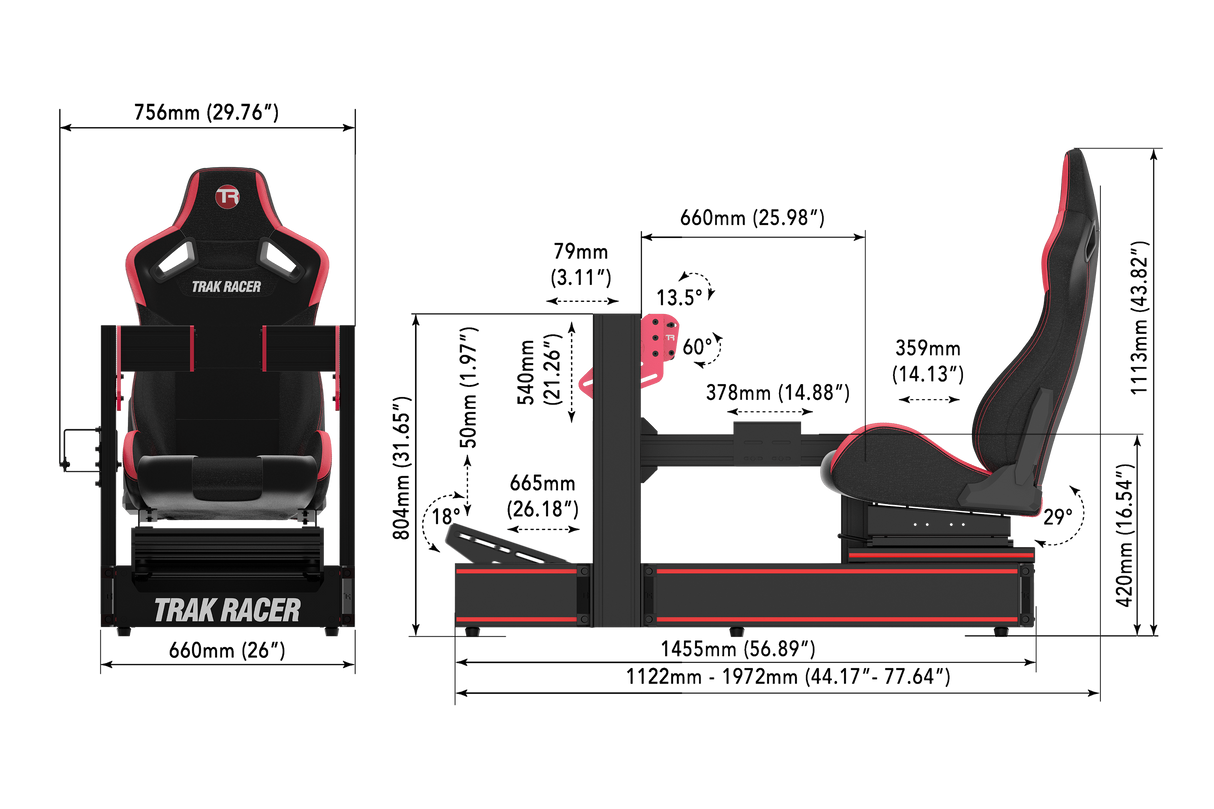 TR160 V5 Racing Simulator with Seat Slider Kit